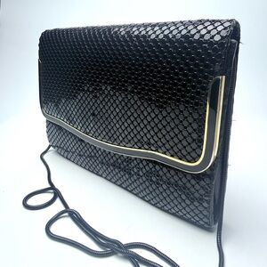 Vintage Rebecca Lynn Black Mesh Evening Bag Clutch Shoulder Purse 10x7 Retro